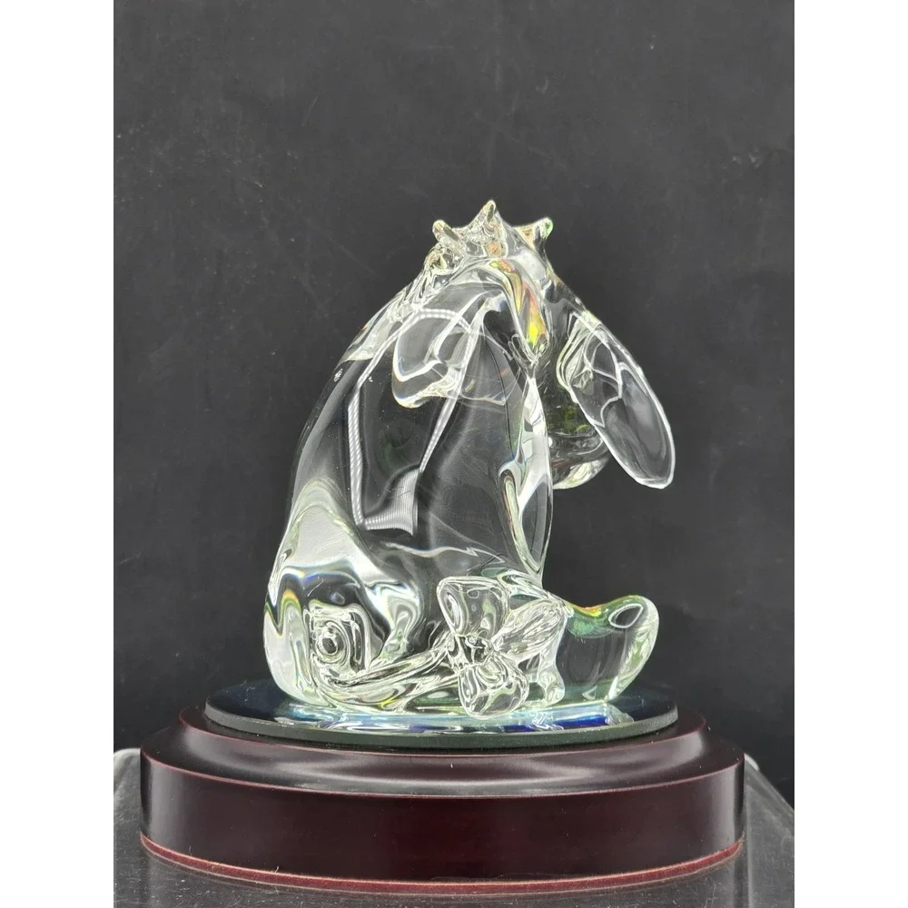 Disney's Winnie The Pooh " Eeyore" Glass Figurine Mirror Wood‎ Base 4.5" Arribas - Picture 9 of 16